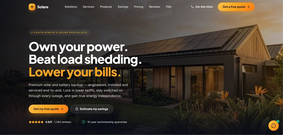 Solare — Premium Solar Business website designed by MTJ Digital